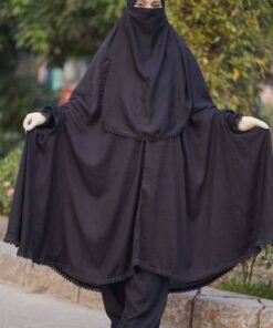 Alternative view of Black Plazzo with Khimar Set 01