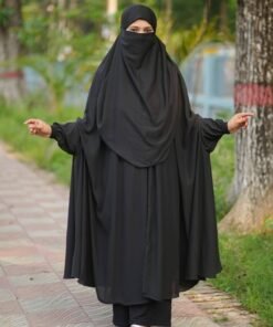 Alternative view of Semi Long Khimar – Black